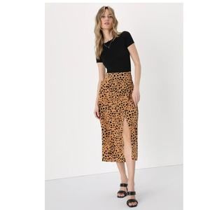 Lulus Statement-Maker Tan Animal Print Wrap Midi Skirt XL